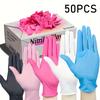 50pcs Multi-Color Disposable Nitrile Gloves - Essential for Kitchen, Pet Care, Hair Dye, Manicure & Food Prep