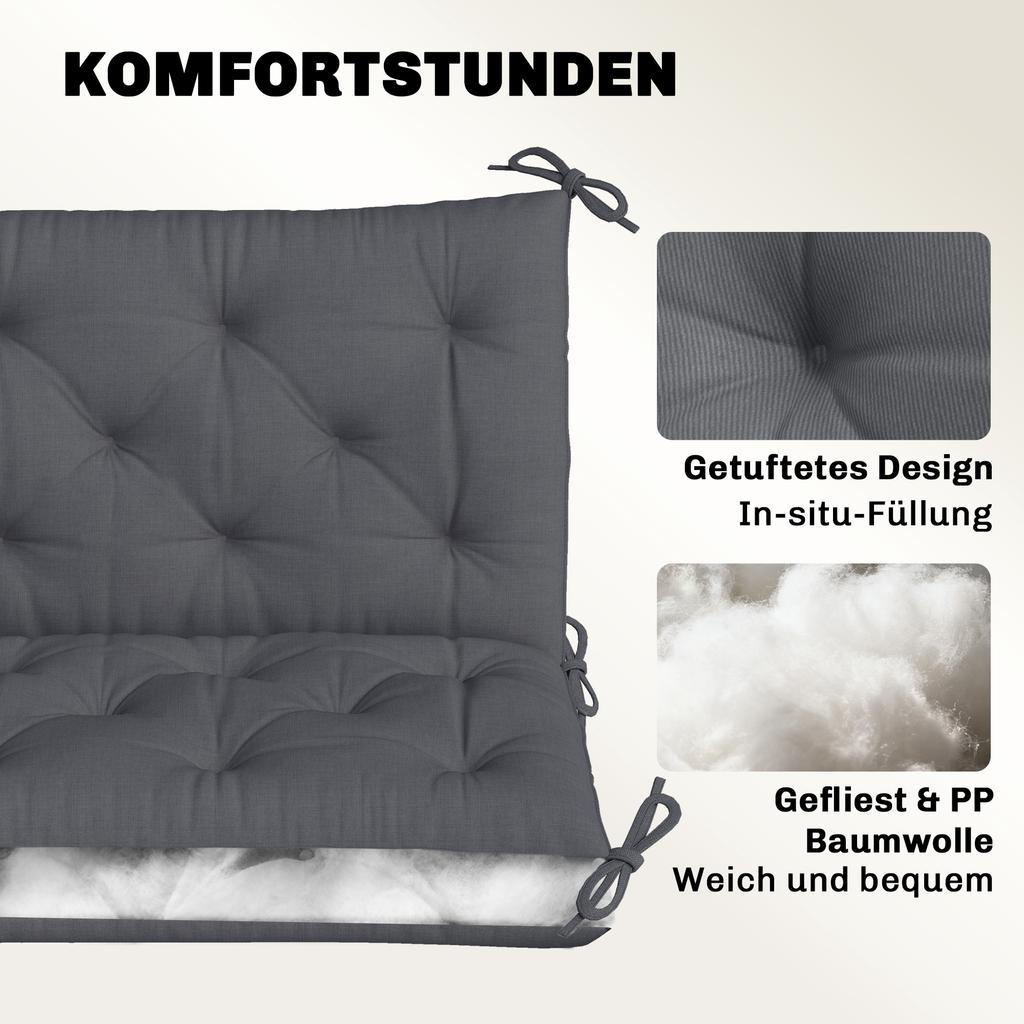 Bench Cushion Water-Repellent Seat Cushion Backrest Cushion 100 x 98 x 8 cm Dark Gray Garden Bench Hollywood Swing