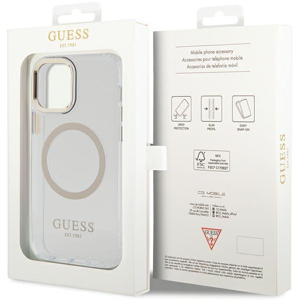 Guess Guhmp12Mhtrmd Iphone 12/12 Pro 6.1 Złoty/Gold Hardcase Metalowa Ramka Magsafe