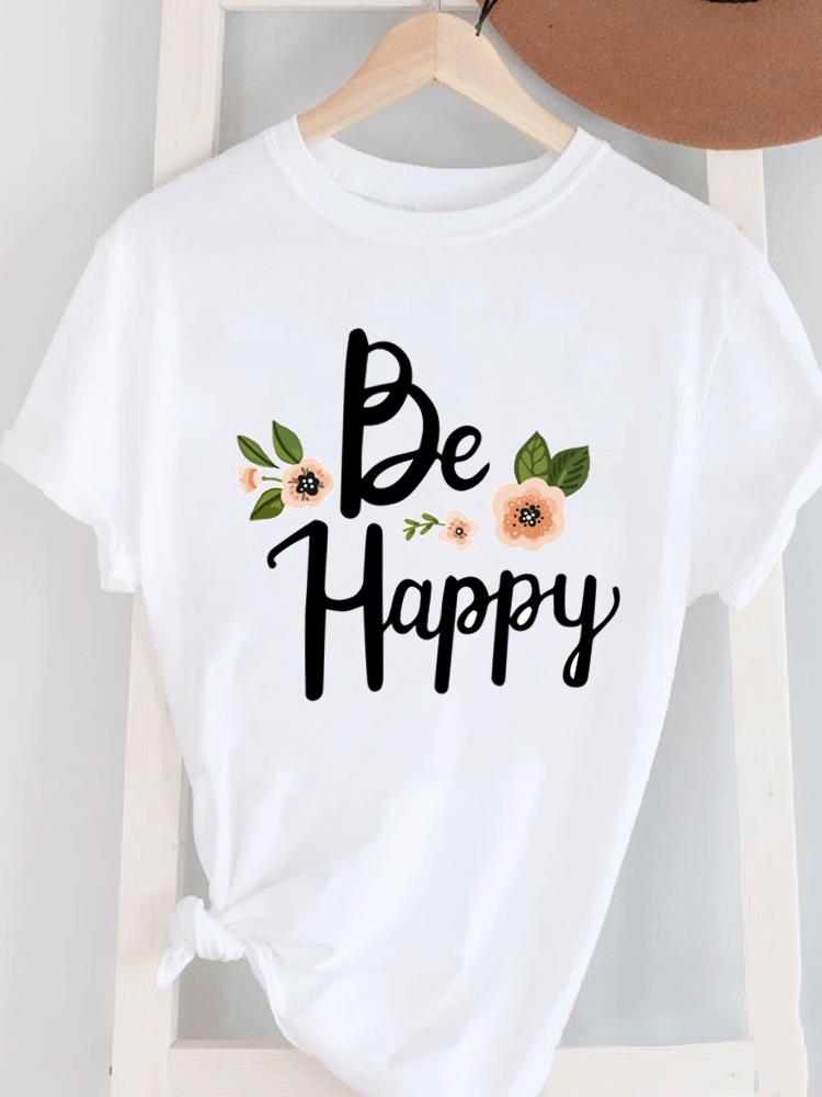 (Asian Size) Love Trend Cute Women's Top T Female Print Short Sleeve T-shirts Fashion O-neck Casual Clothing Graphic Tee
