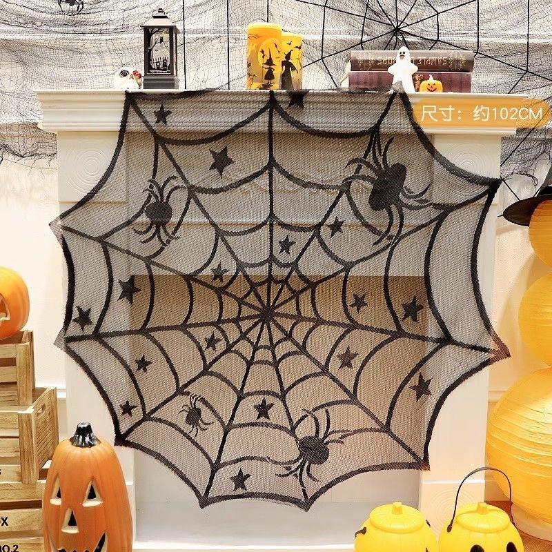 Halloween Black Torn Mesh Spider Web Haunted House Bar Party Background Decor Props