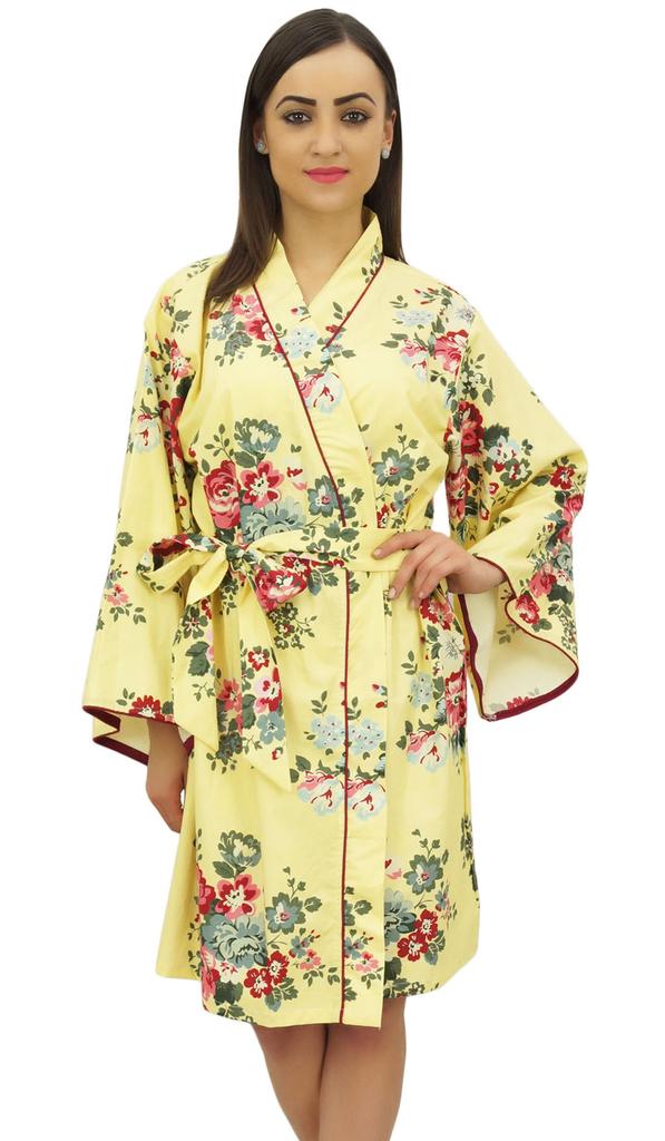 Bimba Women's Full Sleeve Kimono Robe With Belt Floral Print Cover Up