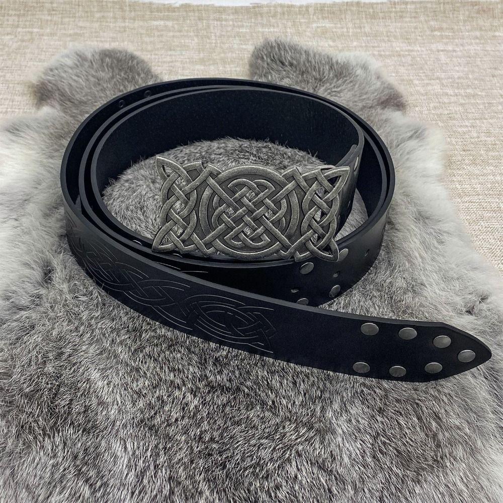 Printing Viking Renaissance Buckle Belt PU Leather Medieval Waistband Cosplay Costume Accessories