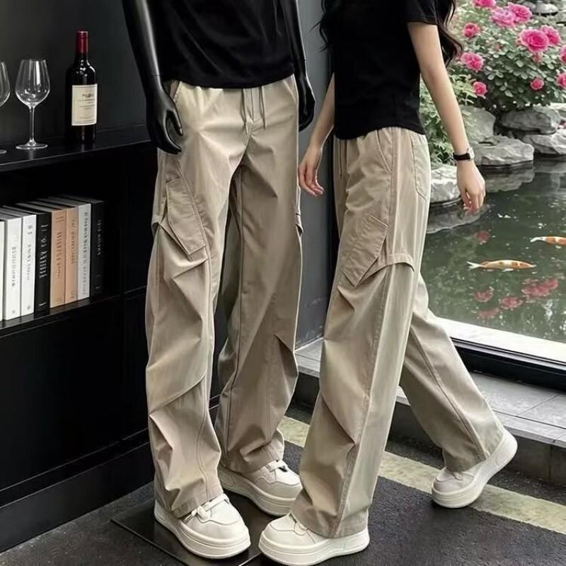Unisex Relaxed Fit Straight Leg Cargo Pants Lightweight Quick-Dry Cotton Blend Casual Trousers Outdoor Daily Wear