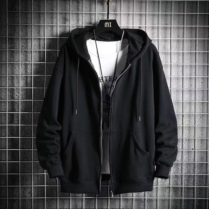 2024 Spring & Autumn Men's Fashion Jacket: High Street Hong Kong Style, Japanese-Inspired Sweater, Korean Trend, Loose Fit, Hooded Design.