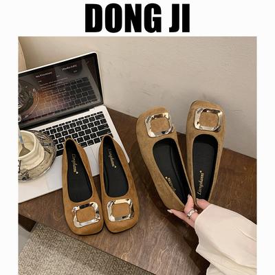 Коричневые туфли для бабушки 2025 года, новые замшевые туфли с толстым каблуком, французские маленькие кожаные туфли, темперамент, неглубокий носок, одиночные туфли с квадратной головкой, не надоели