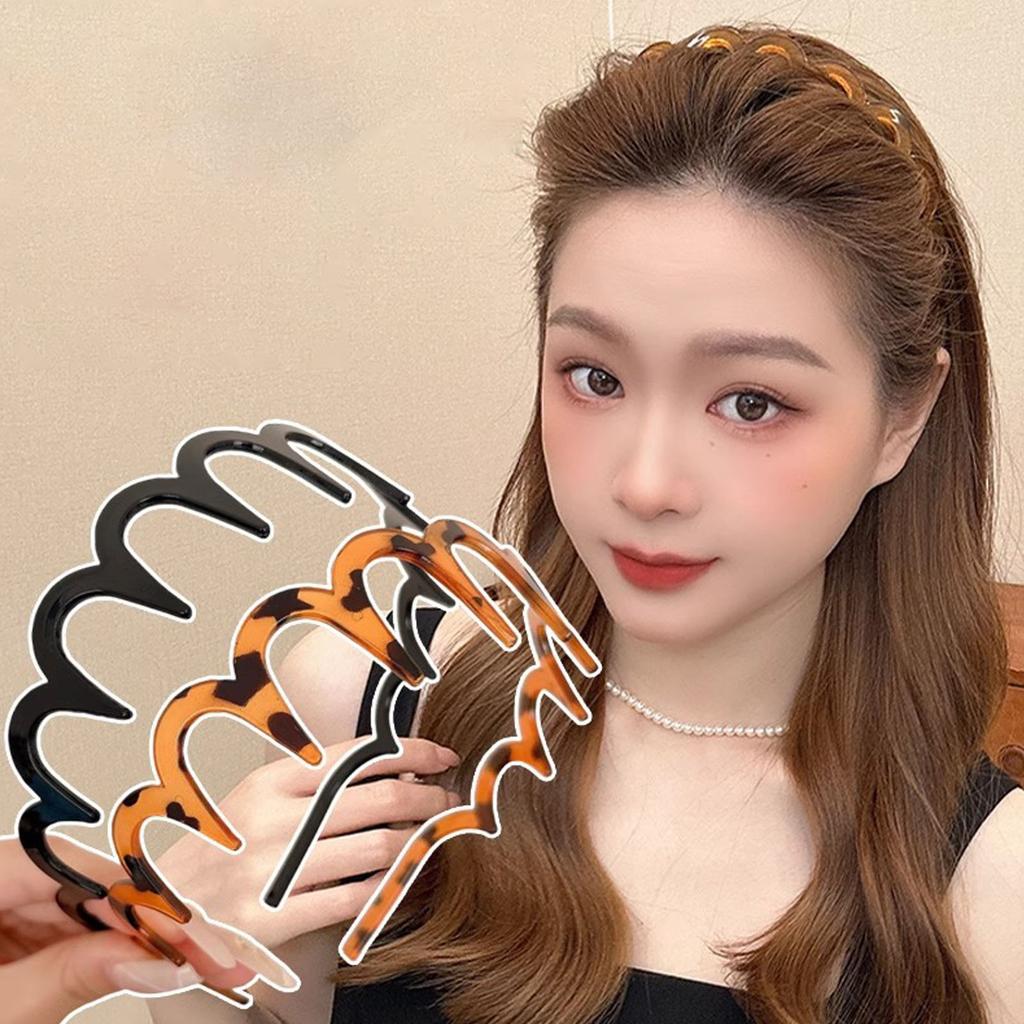 2Pcs Light Weight Tooth Headband Ergonomic Wavy Headbands with Teeth Slip Resistant Hairband For Women Daily Use