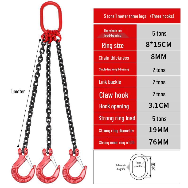 G80 Manganese Steel Lifting Chain Slings with Hooks - Single & Double Leg Set