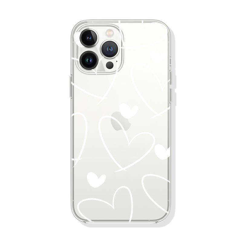 Индивидуальный белый чехол-сердечко для iPhone моделей 12/11, 13, 15, 16 Pro, 17 Pro Max