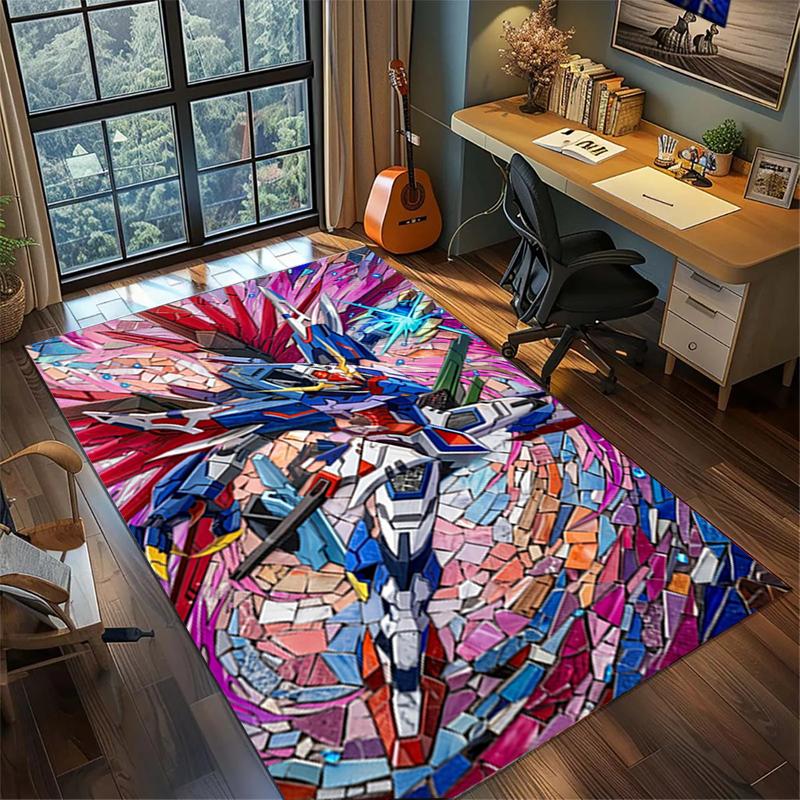 Коврик для пола в спальню Gundam, большая площадь, нескользящий, моющийся ковер, декор для комнаты геймера