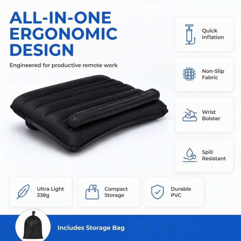 Ergonomic Inflatable Laptop Desk Quick Inflation Portable Travel Table Bed Sofa Camping Travel