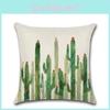 Декоративная наволочка для подушки с тропическими растениями и кактусами из экологичной хлопково-льняной ткани