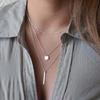 Women 3 Layer Bar Round Pendant Long Chain Necklace Party Jewelry Gift