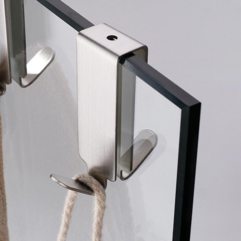 Двусторонний крючок для душевой двери из нержавеющей стали, вешалка для полотенец на стеклянную дверь, для установки на стену ванной комнаты или на стеклянную дверь
