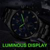 Мужские модные спортивные наручные часы класса люкс мужские деловые кварцевые часы из нержавеющей стали мужские повседневные часы с кожаным браслетом светящиеся часы