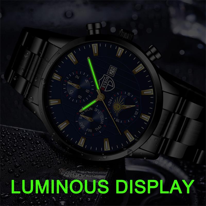 Мужские модные спортивные наручные часы класса люкс мужские деловые кварцевые часы из нержавеющей стали мужские повседневные часы с кожаным браслетом светящиеся часы