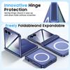 Magnetic Matte Protective Case with Tempered Glass Screen Protector and Hinge Protection for Samsung Galaxy Z Flip 7-Blue
