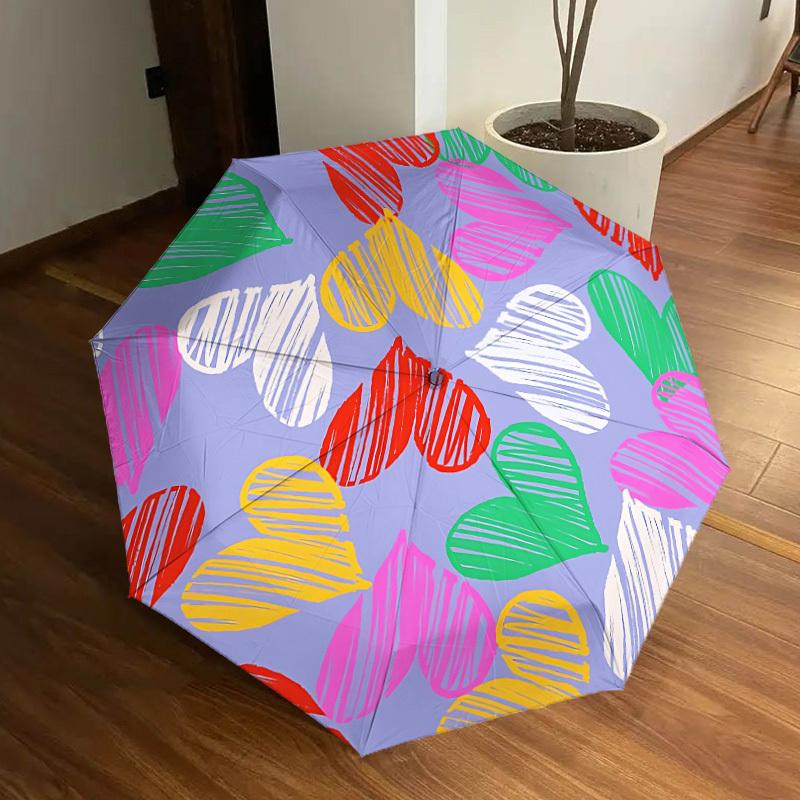 1pc Heart Print Automatic Open/Close Umbrella, 8-Rib Sturdy Frame, Umbrella for Travel, Everyday, Formal Events yy251126022