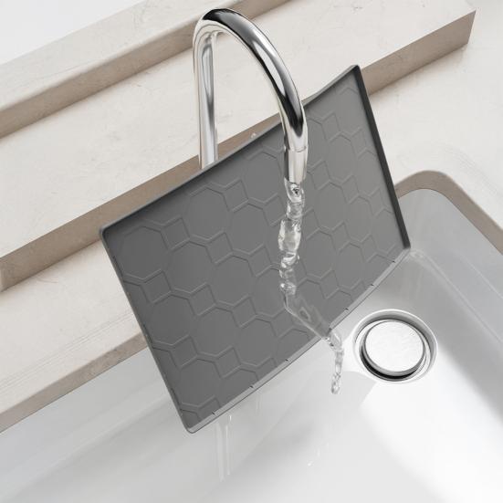 Cat Litter Box Mat with Raised Edges Non-slip Waterproof Urine Proof Easy Clean Scatter Control Kitten Litter Trapping Mat Silicone Floor Pad Pet