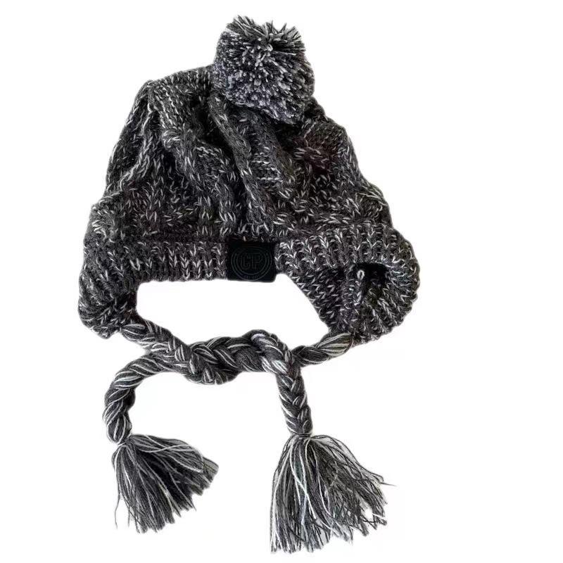 Головной убор для питомца: Теплая вязаная шерстяная шапка с помпоном для осени/зимы - Ветрозащитная и холодостойкая для маленьких/средних французских бульдогов