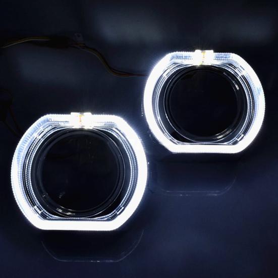 2шт 3-дюймовый автомобиль авто светодиодные фары указатель поворота проектор линзы кожухи маска