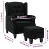 VidaXL Fauteuil avec repose-pied Noir Tissu