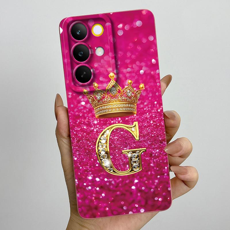 Для Realme C85 Pro 2025 Чехол для телефона с короной и начальной буквой для пары RealmeC85 Pro 4G RMX5555 Мягкий силиконовый TPU Защитный чехол для объектива