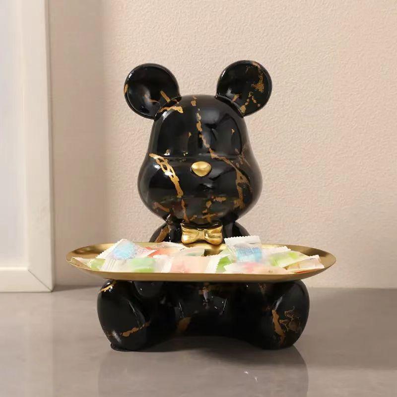 18.5cm Graffiti New Bear Figurine Home Decoration Animal Statue Keys Storage Shelf Modern Room Sculpture Table Decor Statues