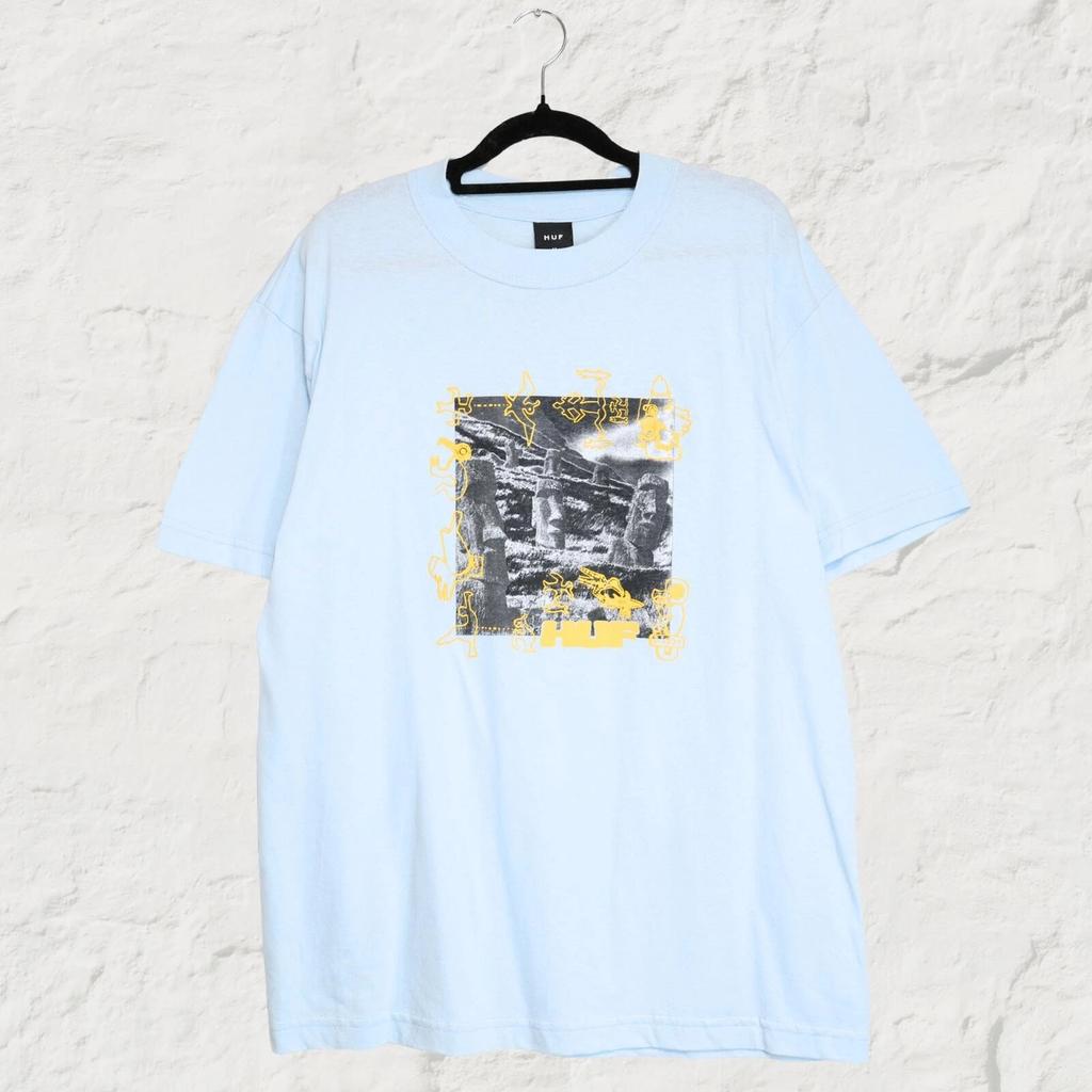 HUF Graphic T Shirt Blue Sky Streetwear Tee Skate Casual Summer Size M