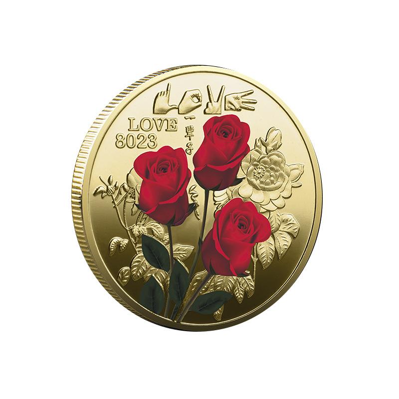 Love Wedding Rose Anniversary Collection Coin Valentine's Day Gifts Romantic Lovers Commemorative Coins ADM