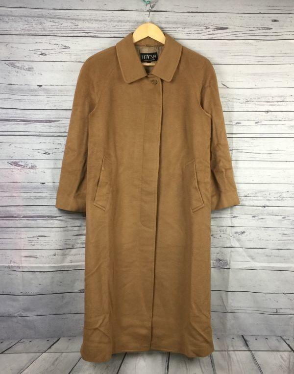 Japan Vintage Heaenh Cashmere Coat Outer 9 Women M Brown Single Concealed Button Cupra Lining(USED)