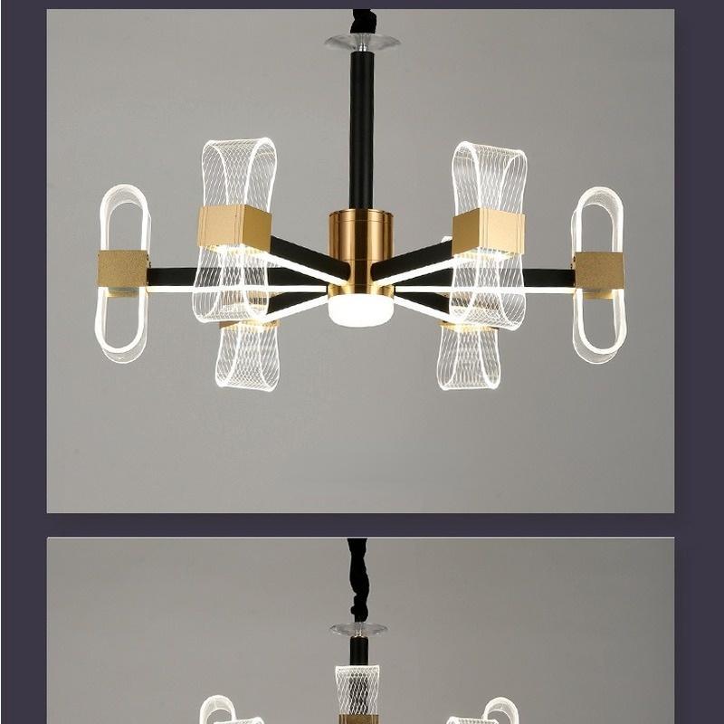 Modern Wrought Iron Acrylic Living Room Chandelier Nordic Home Dining Bedroom Lamps