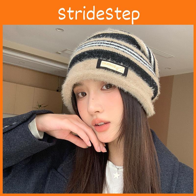 Blocked Fashionable Color Striped Design Women Casual Knitted Hat Winter For