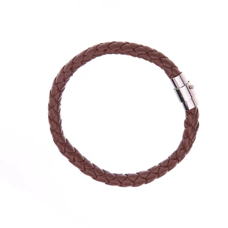 Leather Rope Woven Bracelet Leather Couple Bracelet Unisex Women Men Braided Leather Steel Magnetic Clasp Bracelet Handmade