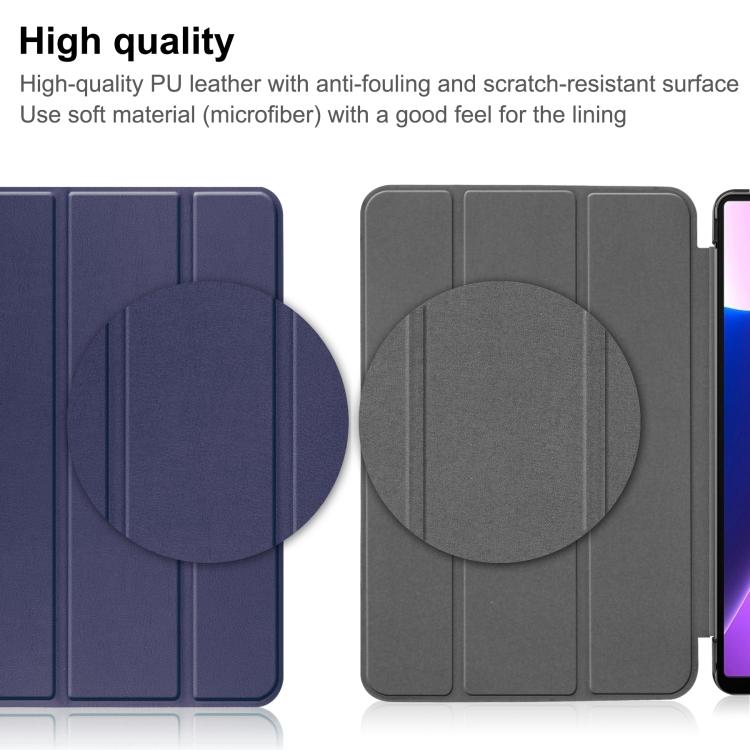 Смарт-кожаный чехол для планшета с 3-кратным держателем и текстурой Custer для Lenovo Tab M10 Plus 10,6 3-го поколения 2022 года