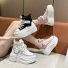 Fashion Women's High-top Canvas Boots, Rinse Boots, Wedge Heel Sneakers, Optical Soles, Ankle Boots, Spring and Autumn Fashion, 8 Cm