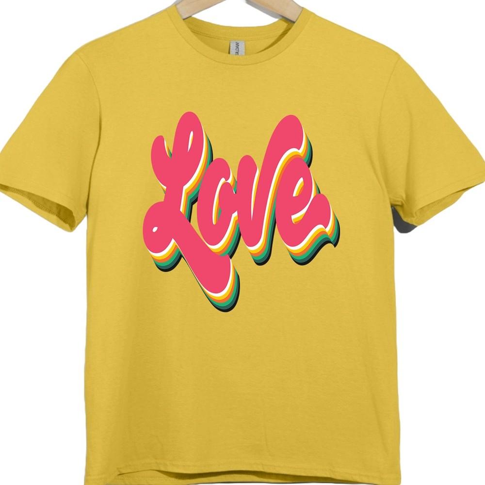 Love T Shirt Retro Script Text Graphic Tee Vintage Casual Streetwear Top
