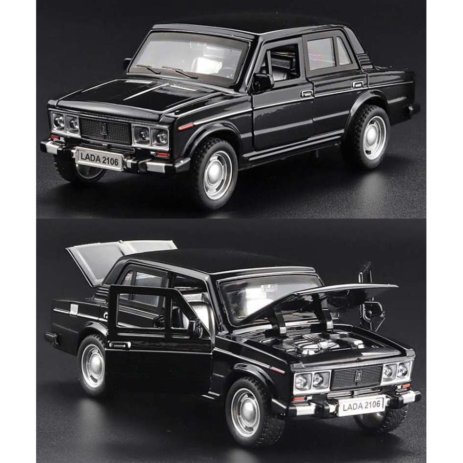 Масштаб 1/32 LADA 2106, литая под давлением модель автомобиля, игрушечный автомобиль с откатным механизмом, звуком и светом для детей, коллекция подарков для мальчиков и девочек