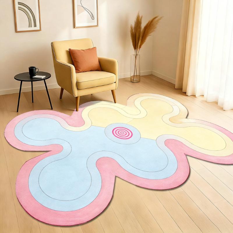 Dopamine Color Carpets for Living Room Fluffy Soft Bedroom Decor Carpet Irregular Shape Bedside Rug Home Thicken Plush Floor Mat