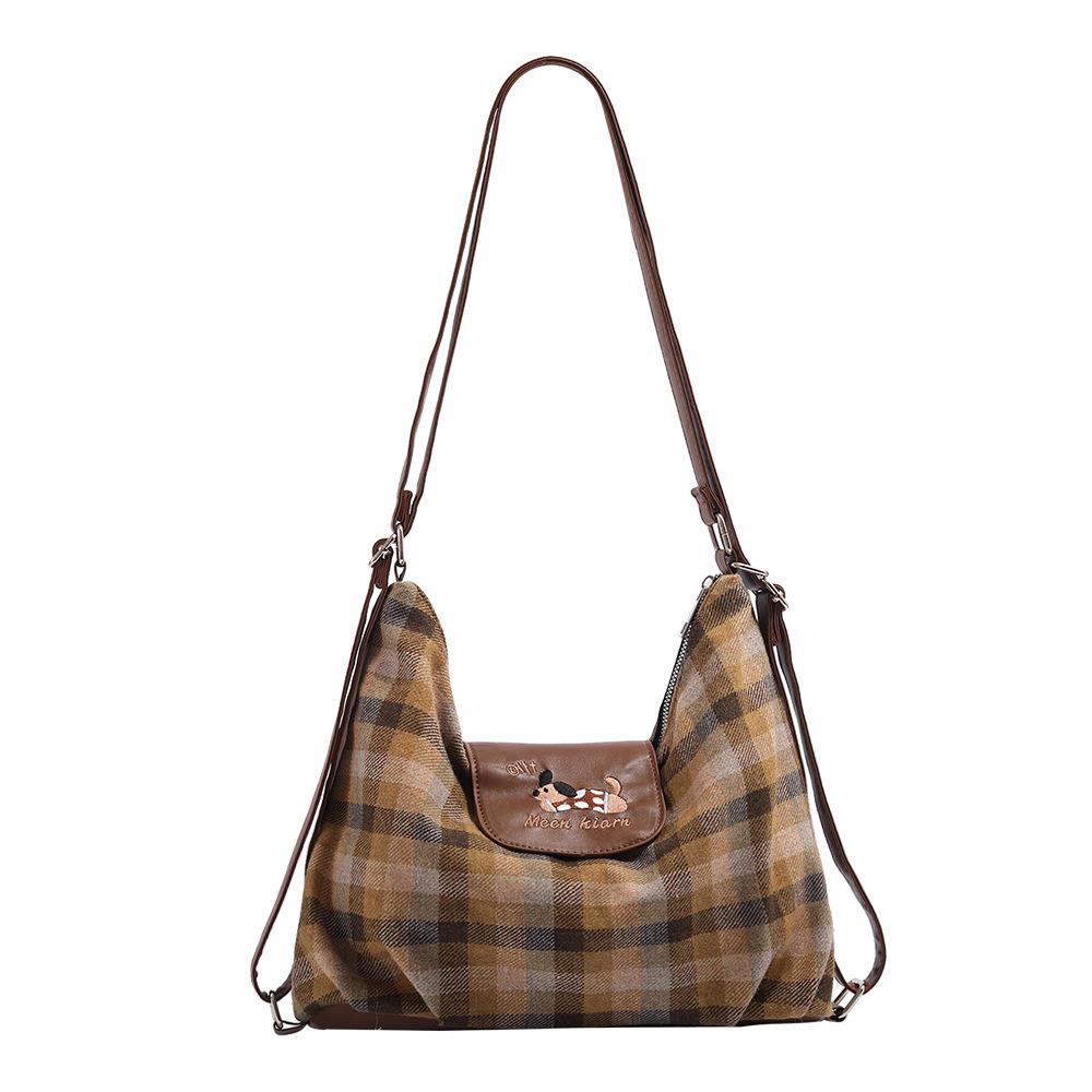 Клетчатая сумка-облако с принтом в горошек для собак, большая вместимость, рюкзак в стиле колледжа, сумка-тоут для поездок на работу, сумка через плечо на одном плече