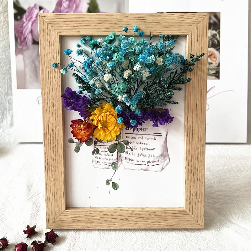 Handmade A4 Photo Frame with Dried Flowers - DIY Kit for Wall Decoration or Valentine's Day Gift