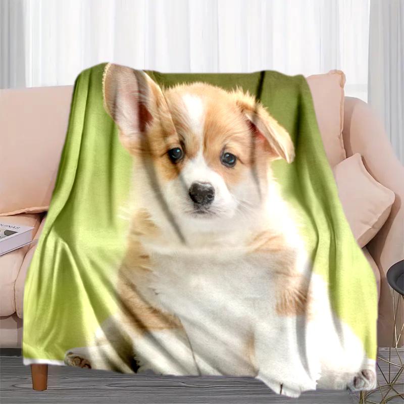 1PC Dog cute printed blanket, all season lightweight home office outdoor nap multifunctional blanket A15