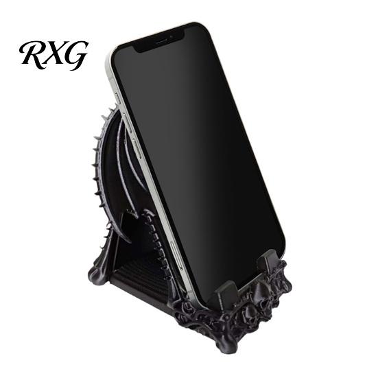 Personalized Gift for Goth Lovers Gothic 3D Printed Phone Stand, Dark Fantasy Cell Holder, Spooky Sturdy PLA Smartphone Cradle Winged Demon