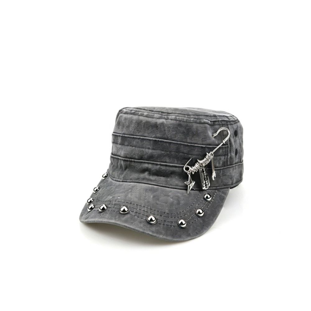 Cotton Baseball Cap Rivet Studs Star Decor Cadet Hat Gothic Hat for Women Men