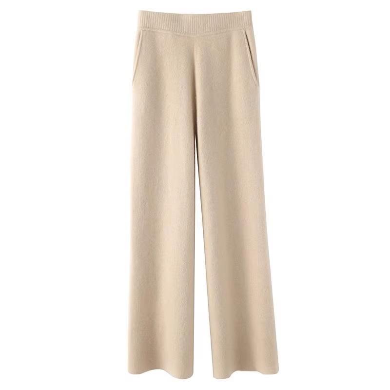 Cashmere Sweatpants Women Autumn Winter 2023 Fashion High Waist Wool Wide Leg Pants Casual Straight Loose Pants