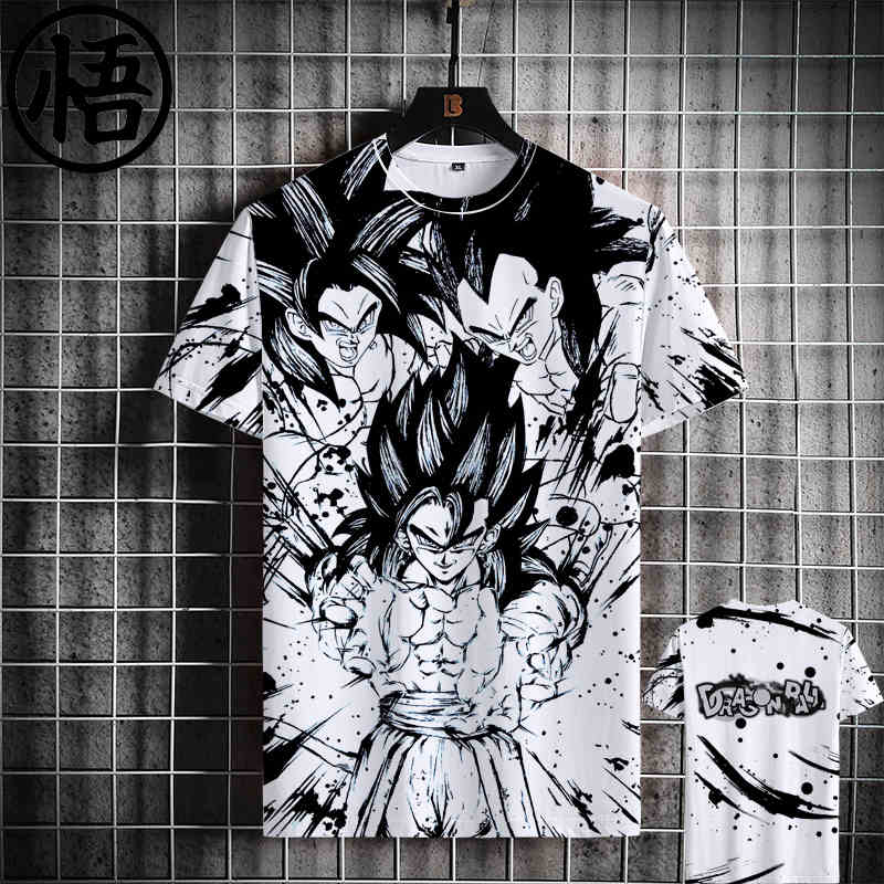Casual Men's Seven Dragon Ball Short-Sleeved T-Shirts Tide Anime Saiya Sun Wukong Turtle Fairy Loose Quick Dry Kids Clothes Tops