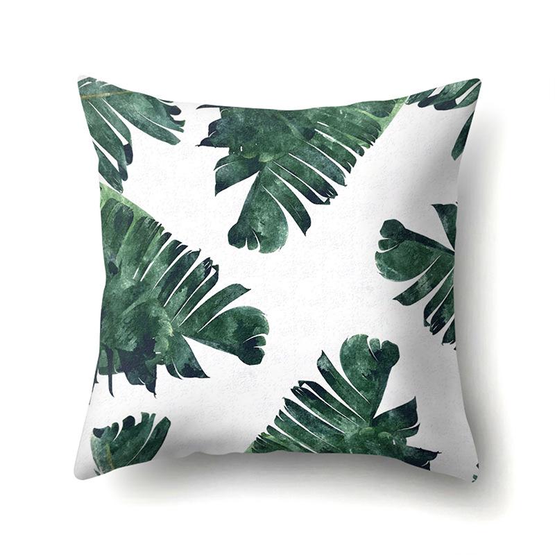 Polyester Pillow Case Nordic Ins Style Plant Flower Print Peach Leather Velvet Cushion Cover Car Waist Cushion Cover