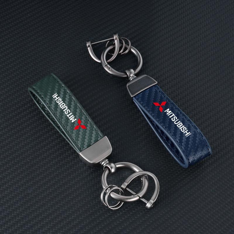 wszm6 Fashion Leather KeyChain Horseshoe Buckle Key Ring Car Key Rings for Mitsubishi Pajero Sport Outlander ASX Lancer Eclipse Cross