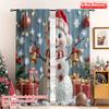 2pcs 2D Flat Printing Merry Christmas Window Curtains Cute Snowman Christmas Bells 100% Polyester Fabric Without Electricity