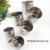 Bird Feed Can Cup with Clamp Stainless Steel Parrot Feeder Water Bowl Anti-Gnawing Easy To Install Bird Cage Food Box